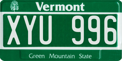 VT license plate XYU996