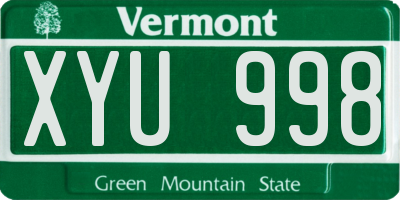 VT license plate XYU998