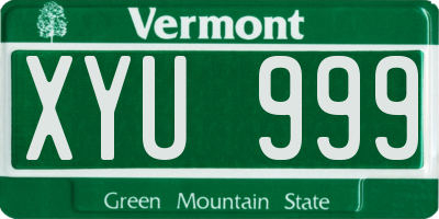 VT license plate XYU999