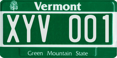 VT license plate XYV001