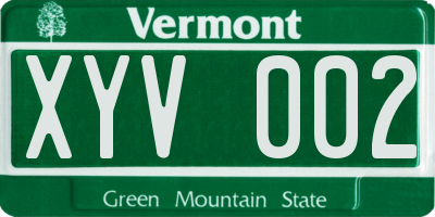 VT license plate XYV002