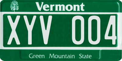 VT license plate XYV004