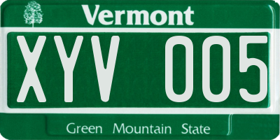 VT license plate XYV005
