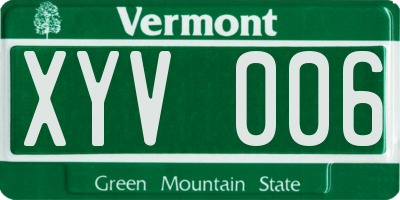 VT license plate XYV006