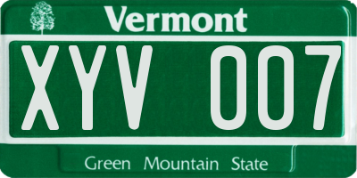 VT license plate XYV007