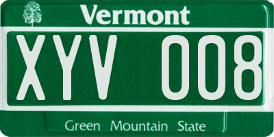 VT license plate XYV008