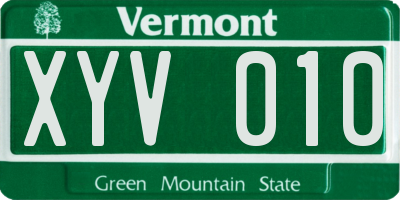 VT license plate XYV010