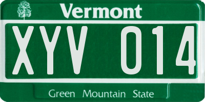 VT license plate XYV014