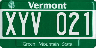 VT license plate XYV021