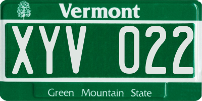 VT license plate XYV022