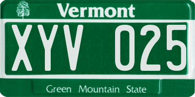 VT license plate XYV025