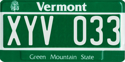 VT license plate XYV033