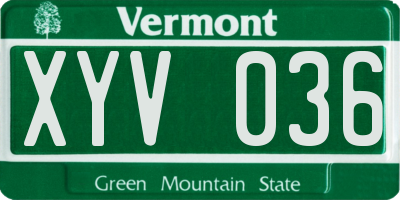 VT license plate XYV036