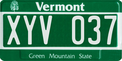 VT license plate XYV037