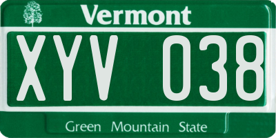 VT license plate XYV038