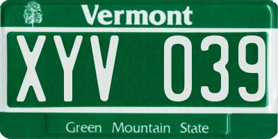 VT license plate XYV039