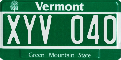 VT license plate XYV040