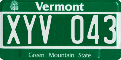 VT license plate XYV043