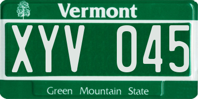 VT license plate XYV045