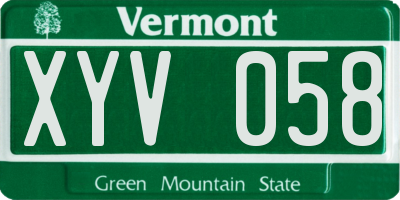 VT license plate XYV058