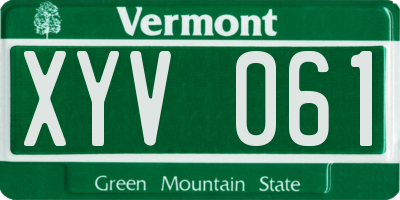 VT license plate XYV061