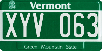 VT license plate XYV063