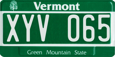 VT license plate XYV065