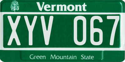 VT license plate XYV067