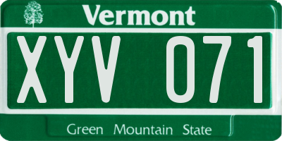 VT license plate XYV071