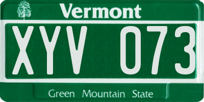 VT license plate XYV073