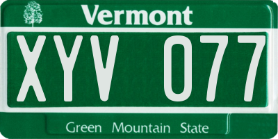 VT license plate XYV077