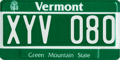 VT license plate XYV080