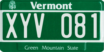 VT license plate XYV081