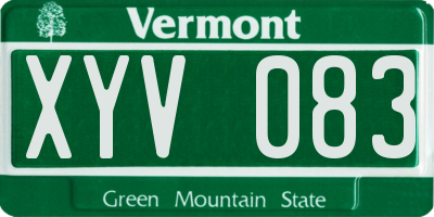 VT license plate XYV083