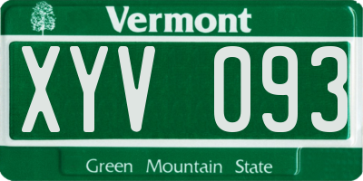 VT license plate XYV093