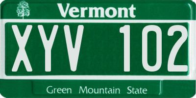 VT license plate XYV102