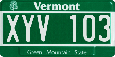 VT license plate XYV103