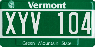 VT license plate XYV104