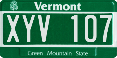 VT license plate XYV107