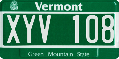 VT license plate XYV108