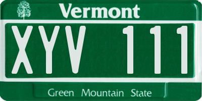 VT license plate XYV111