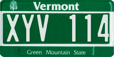 VT license plate XYV114