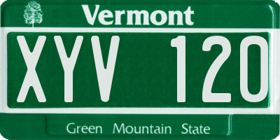 VT license plate XYV120