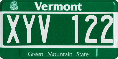 VT license plate XYV122