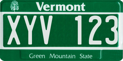 VT license plate XYV123