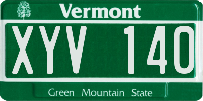 VT license plate XYV140