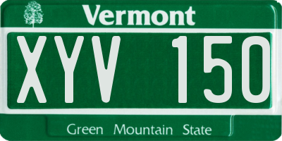 VT license plate XYV150