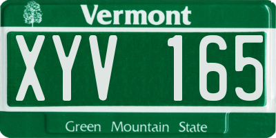 VT license plate XYV165