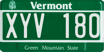 VT license plate XYV180