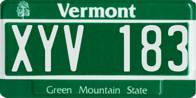 VT license plate XYV183